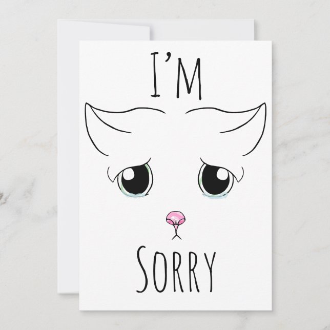 Sad Cat Face: I'm Sorry Holiday Card (Front)