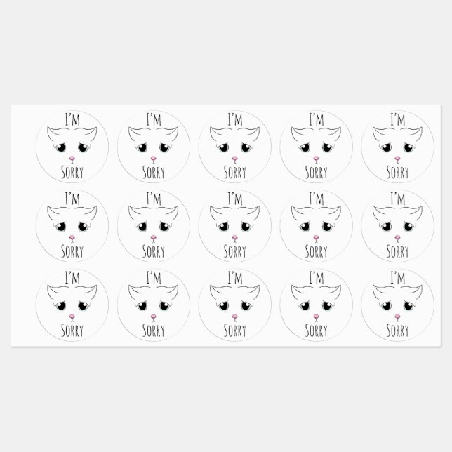 Sad Cat Face: I'm Sorry Labels (Sheet)