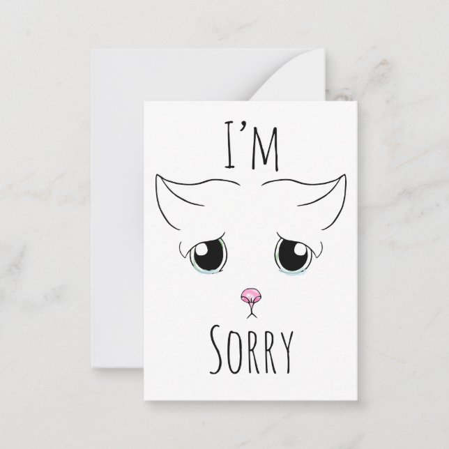 Sad Cat Face: I'm Sorry Note Card (Front)