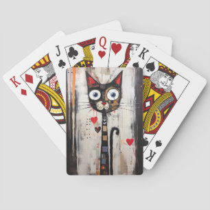 Sad Cat Large Eyes Painted Poker Cards