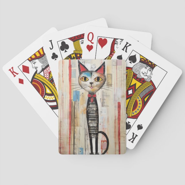 Sad Cat Large Eyes Painted  Poker Cards (Back)