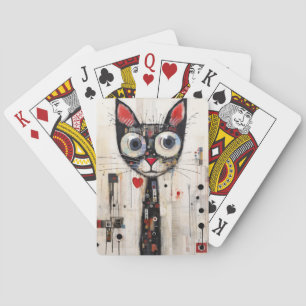 Sad Cat Large Eyes Painted Poker Cards