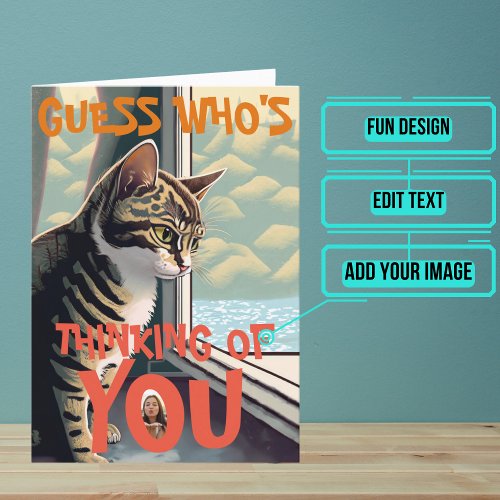 Sad Cat Thinking of You Card