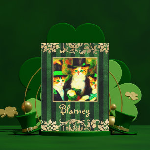 Sad Catnip Not Clover Saint Catrick's Day Cats Note Card