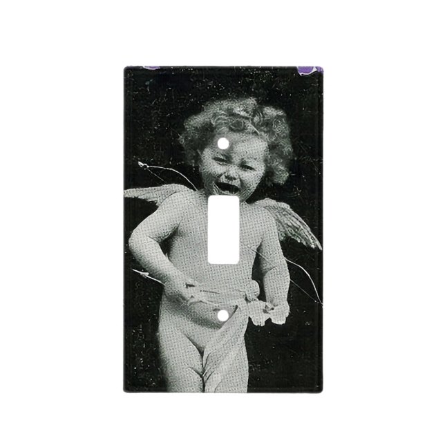 Sad Cherub Angel Print Light Switch Cover (Front)