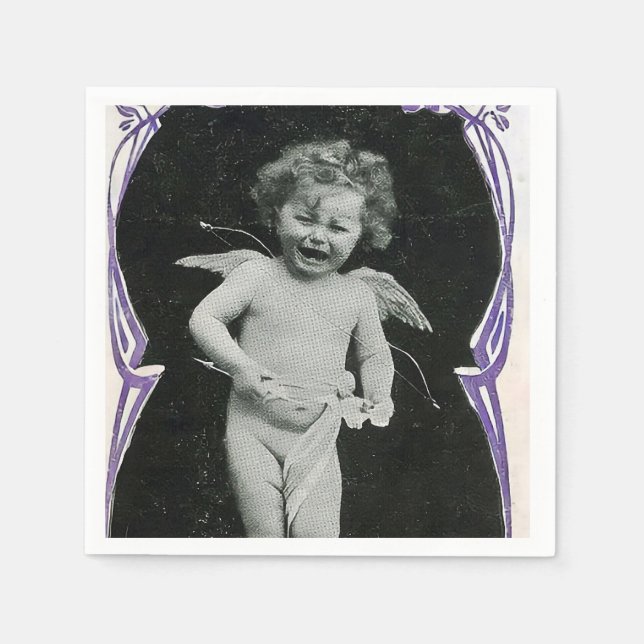 Sad Cherub Angel Print Napkins (Front)