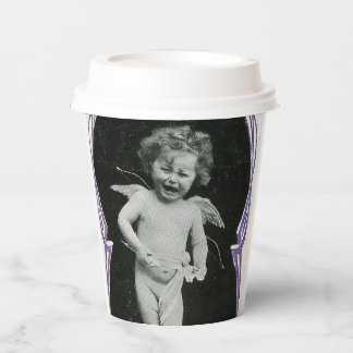 Sad Cherub Angel Print Paper Cups