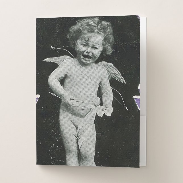Sad Cherub Angel Print Pocket Folder (Front)