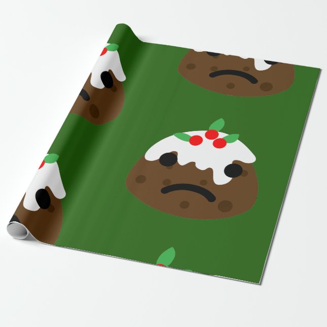 sad christmas pudding wrapping paper (Unrolled)