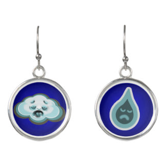 Sad Cloud And Raindrop Mismatched Earrings