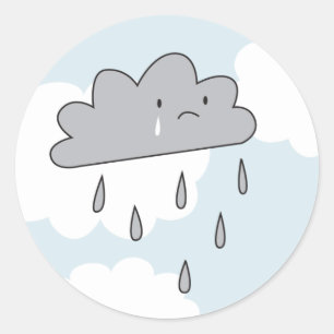 Sad Cloud Classic Round Sticker