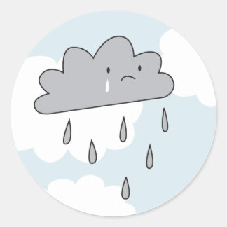 Sad Cloud Classic Round Sticker