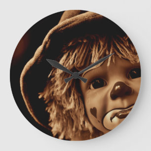 Sad Clown Doll Face Large Clock