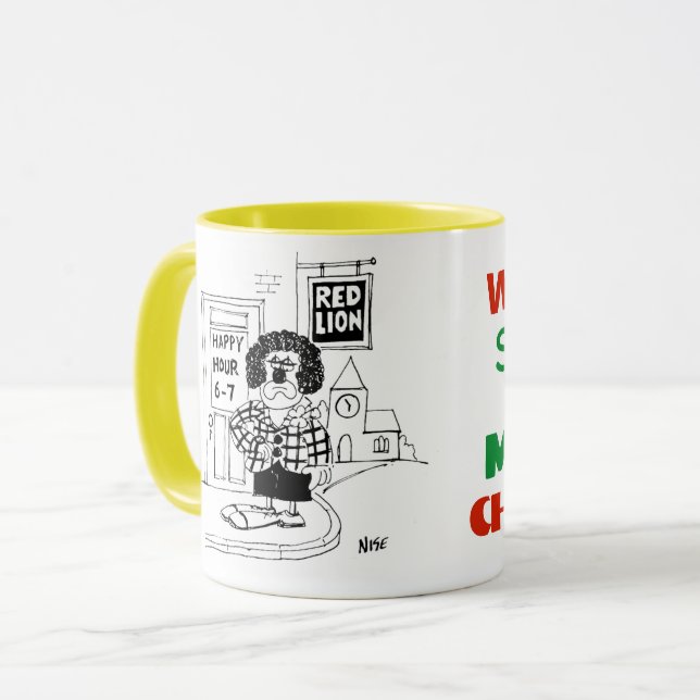 Sad Clown Outside a Pub Waiting For Happy Hour Mug (Front Left)