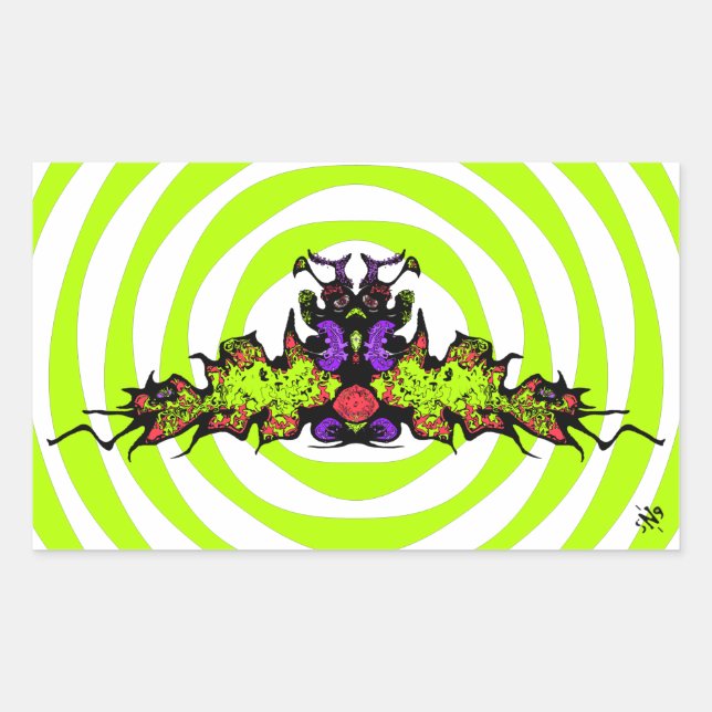 Sad colorful goblin demon creature v2 rectangular sticker (Front)
