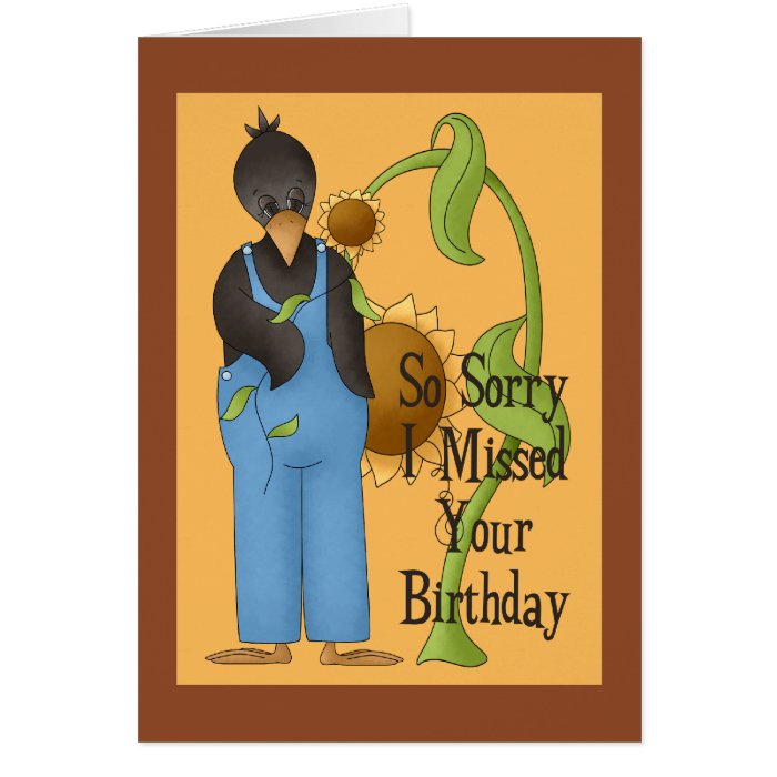 Sad Country Crow Belated Birthday Greeting Cards