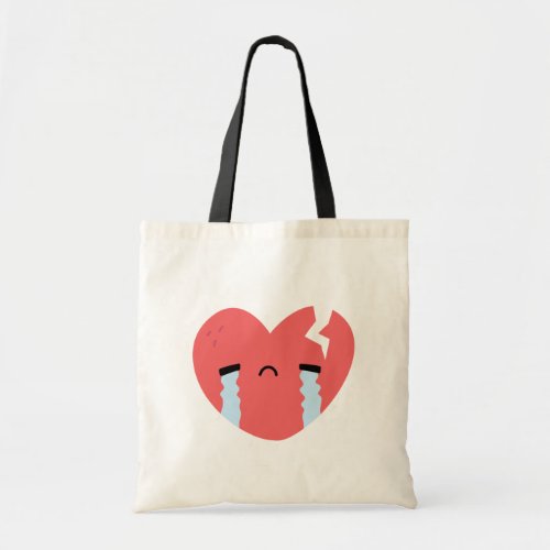 Sad Crying Broken Heart Face Emoji Tote Bag