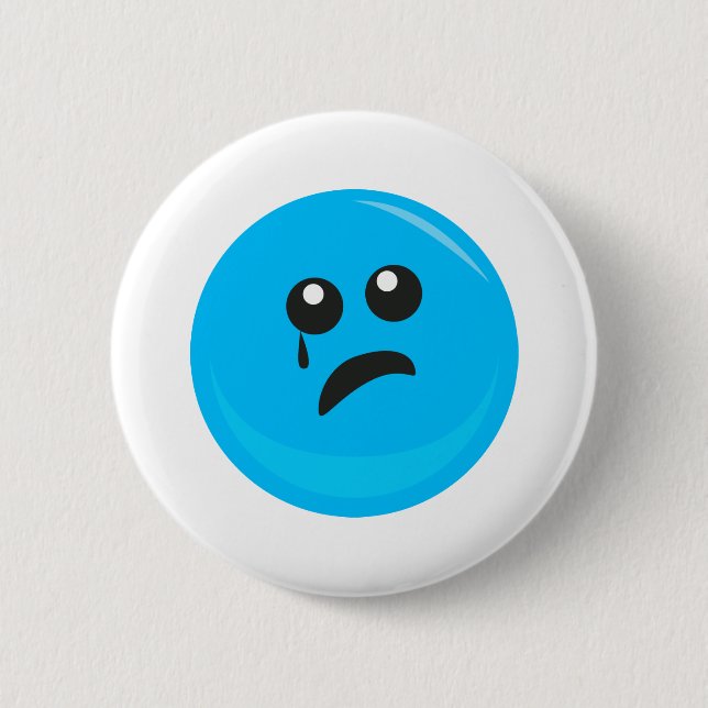 Sad Crying Cute Face Pinback Button (Front)