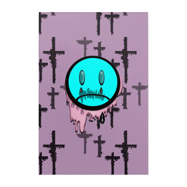 Sad Crying Emoji Acrylic Wall Art (Front)