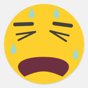 Sad Crying Emoji Classic Round Sticker