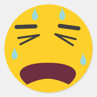 Sad Crying Emoji Classic Round Sticker