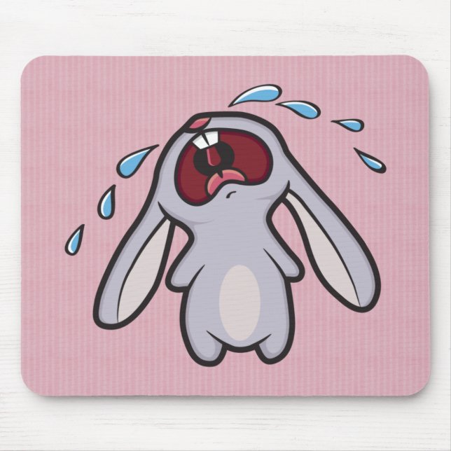 Sad Crying Rabbit | Bawling Bunny Mouse Pad (Front)