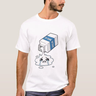 Sad Crying Spilled Milk Carton Puddle Character T-Shirt