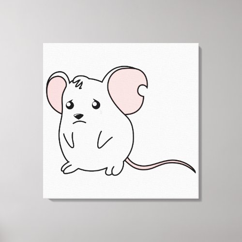 Sad Crying Weeping White Mouse Card Stamp Labels Canvas Print