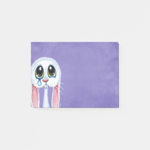 Sad Crying White Rabbit Illustration Post_it Notes