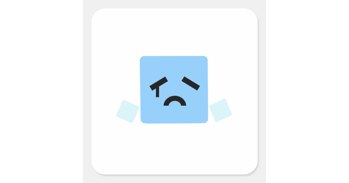 Sad cube cyan jsab square sticker | Zazzle
