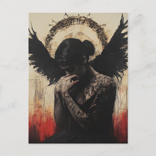 Sad Dark Angel Fantasy Postcard (Front)