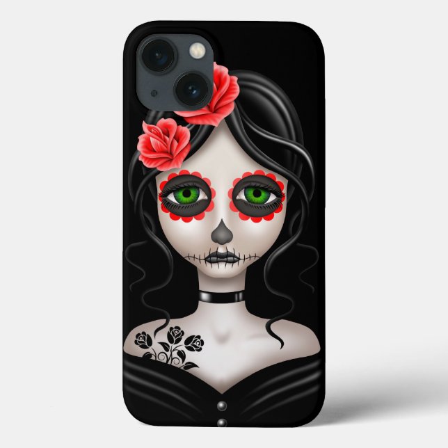 Sad Day of the Dead Girl on Black Case-Mate iPhone Case (Back)