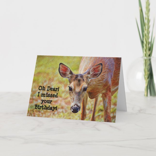 Sad Deer Belated Birthday Card (Front)