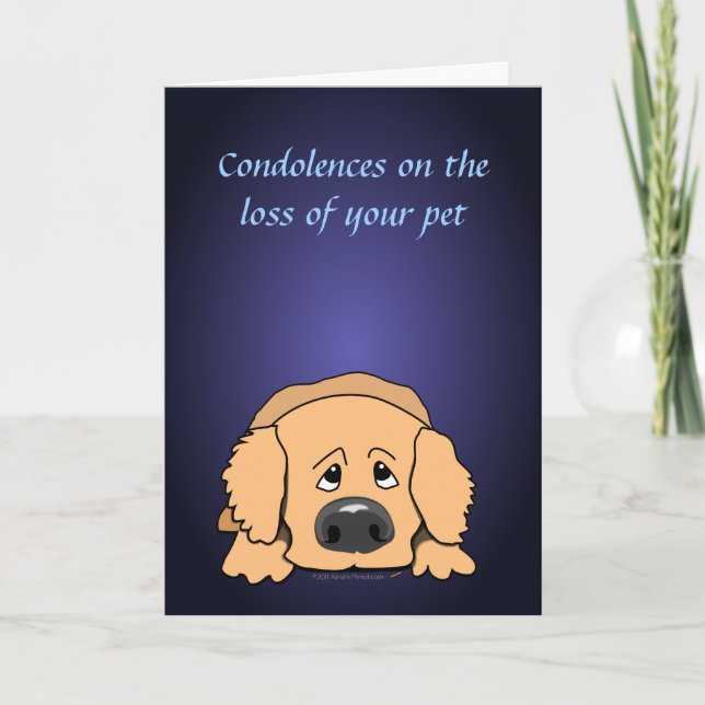 Sad Dog Cartoon Condolences Pet Sympathy Card (Front)