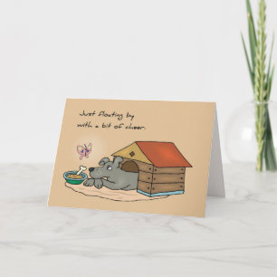 Sad Dog Doghouse Thinking of You Card