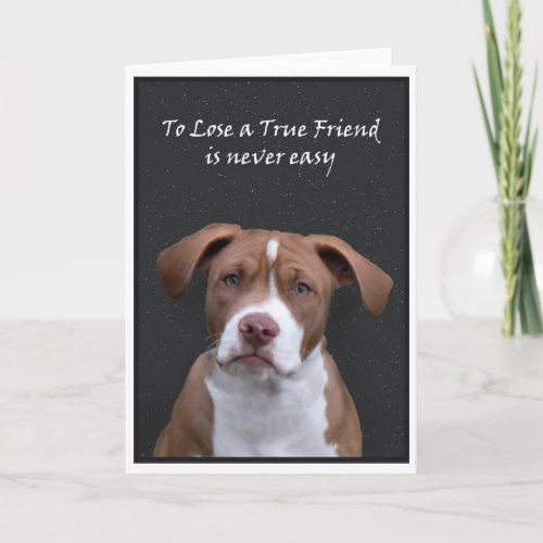 Sad dog offers condolences for the loss of a pet card
