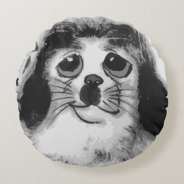 SAD DOG ROUND PILLOW (Front)