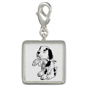 Sad Dog With Broken Leg Charm