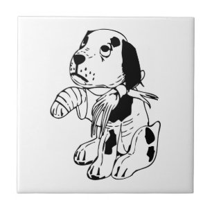 Sad Dog With Broken Leg Tile