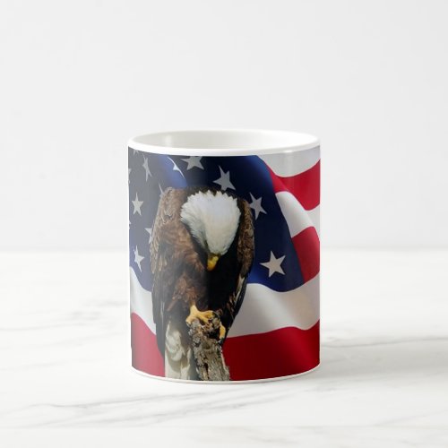 Sad Eagle on American Flag praying mug