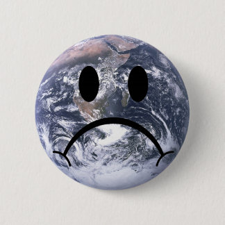 Sad earth badge pinback button