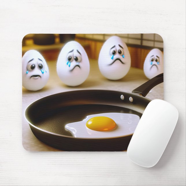 Sad Eggs With Fry Pan Mouse Pad (With Mouse)
