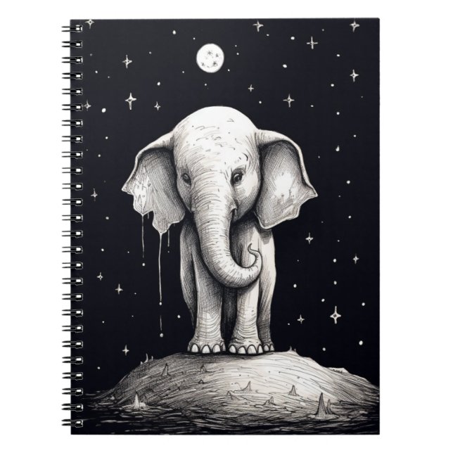 Sad Elephant Moon Notebook (Front)