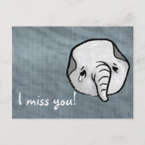 Sad elephant postcard
