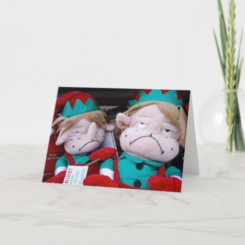 SAD ELVES_WONT SEE MY TWIN FOR NEW YEARS DAY HOLIDAY CARD
