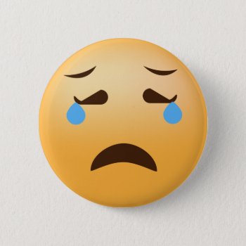 Sad Emoji Button by MishMoshEmoji at Zazzle