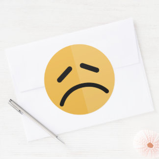 Sad Emoji Classic Round Sticker