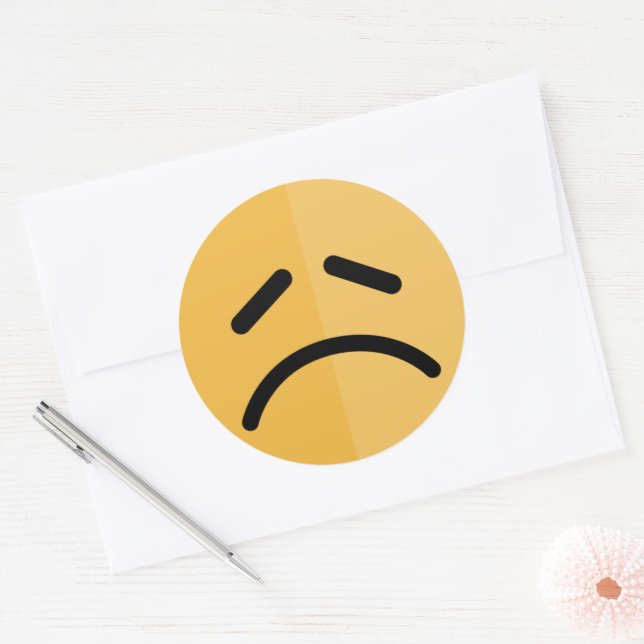 Sad Emoji Classic Round Sticker (Envelope)