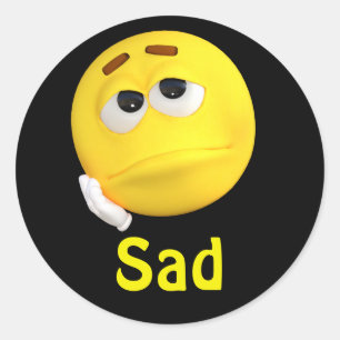 Sad Emoji Emoticon Cartoon Face Classic Round Sticker