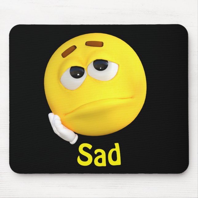 Sad Emoji Emoticon Cartoon Face Mouse Pad (Front)